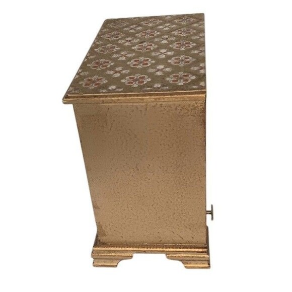 Vintage MELE Jewel Case Red & Gold Gilt Wood Jewelry Box Florentine Style Japan - Picture 2 of 13